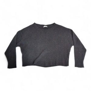 Zara Black Cropped Ribbed Crewneck Sweater - M